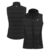 Women's Cutter & Buck  Black Albuquerque Isotopes Evoke Hybrid PrimaLoft Eco Softshell Recycled Full-Zip Vest