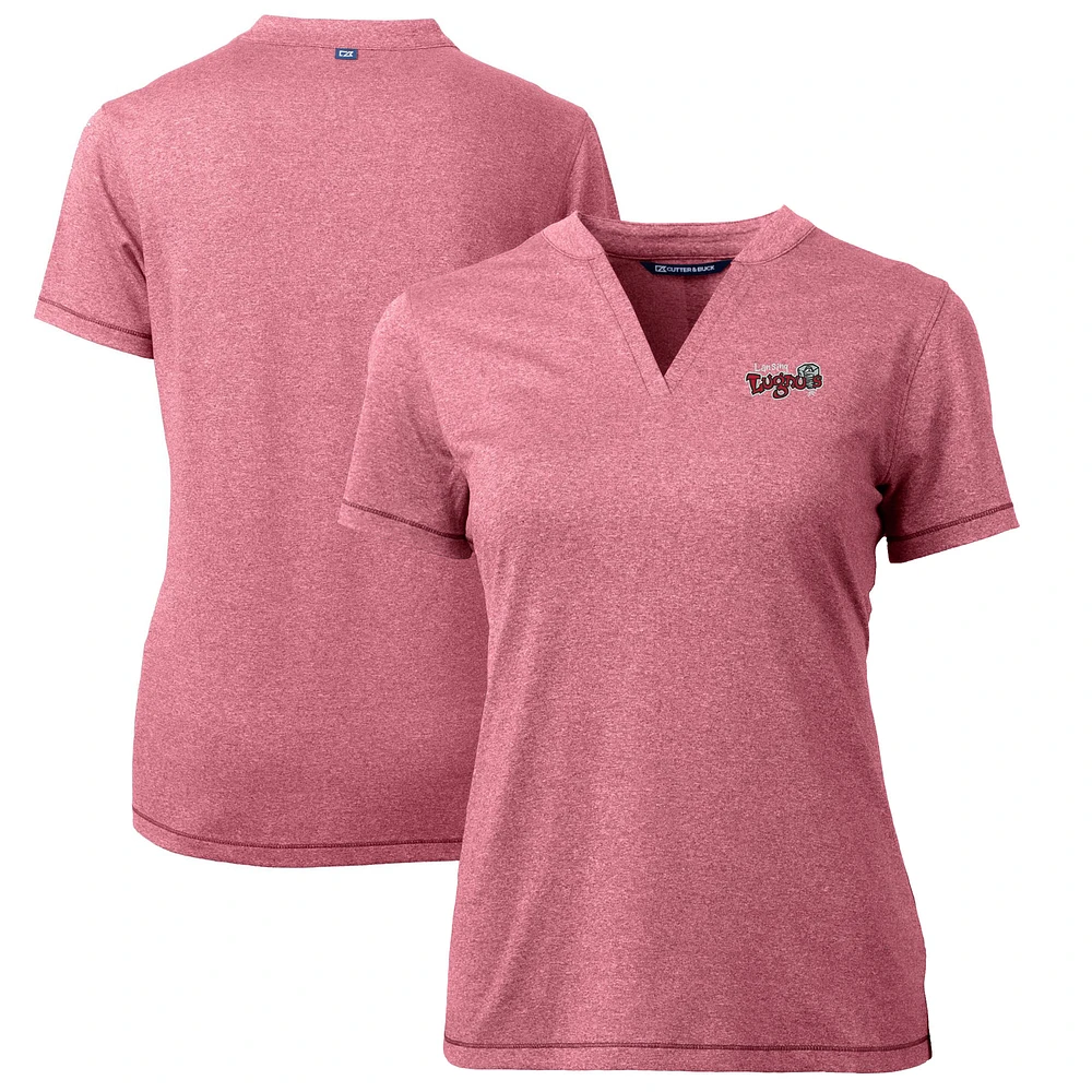 Women's Cutter & Buck Heather Red Lansing Lugnuts Forge DryTec Heathered Stretch Blade Top
