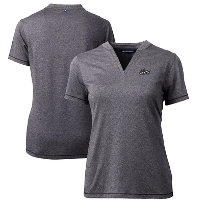 Women's Cutter & Buck  Heather Charcoal Rocket City Trash Pandas Forge DryTec Heathered Stretch Blade Top