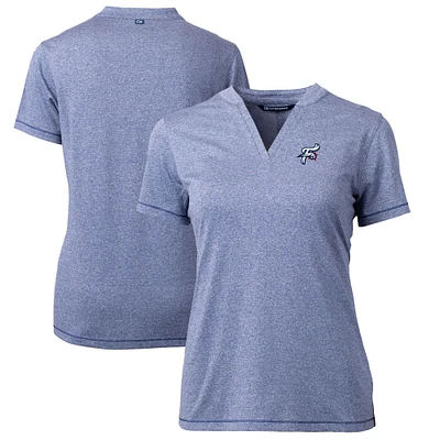 Women's Cutter & Buck  Heather Navy Reading Fightin Phils Forge DryTec Heathered Stretch Blade Top