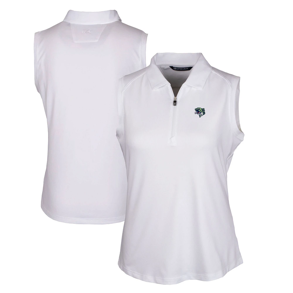 Women's Cutter & Buck White Gwinnett Stripers Forge DryTec Stretch Sleeveless Polo