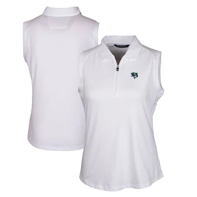 Women's Cutter & Buck White Gwinnett Stripers Forge DryTec Stretch Sleeveless Polo