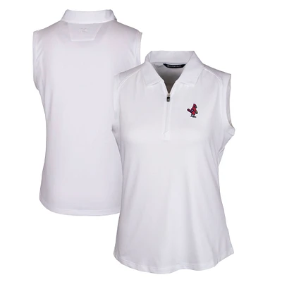 Women's Cutter & Buck  White Memphis Redbirds Forge DryTec Stretch Sleeveless Polo