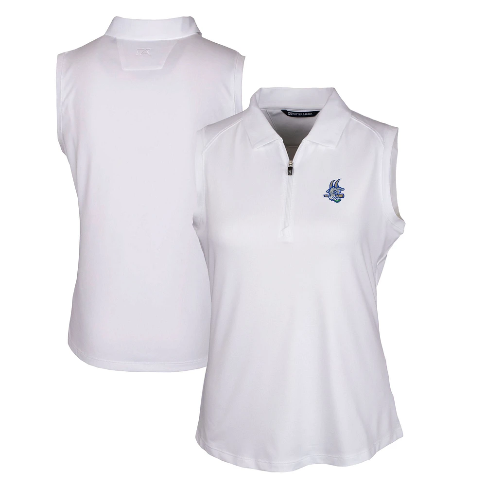 Women's Cutter & Buck White Hartford Yard Goats Forge DryTec Stretch Sleeveless Polo