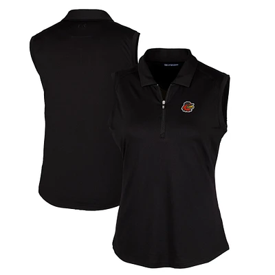 Women's Cutter & Buck  Black Rochester Red Wings Forge DryTec Stretch Sleeveless Polo