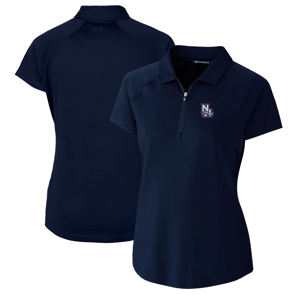 Women's Cutter & Buck Navy New Hampshire Fisher Cats Forge DryTec Raglan Stretch Polo