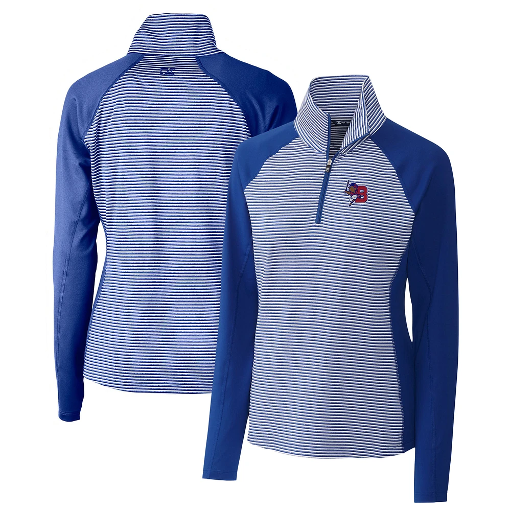 Women's Cutter & Buck Buffalo Bisons Forge DryTec Tonal Stripe Stretch Half-Zip Top