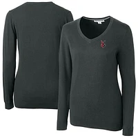 Women's Cutter & Buck  Heather Charcoal Indianapolis Indians Lakemont Tri-Blend V-Neck Pullover Sweater
