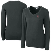 Women's Cutter & Buck  Heather Charcoal Indianapolis Indians Lakemont Tri-Blend V-Neck Pullover Sweater