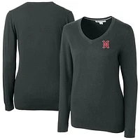 Women's Cutter & Buck  Heather Charcoal Nashville Sounds Lakemont Tri-Blend V-Neck Pullover Sweater