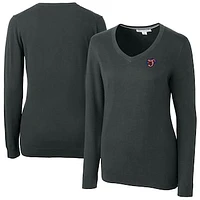 Women's Cutter & Buck  Heather Charcoal Jacksonville Jumbo Shrimp Lakemont Tri-Blend V-Neck Pullover Sweater