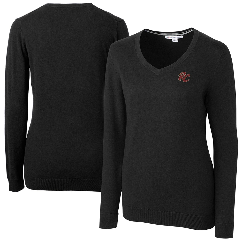Women's Cutter & Buck Black Sacramento River Cats Lakemont Tri-Blend V-Neck Pullover Sweater