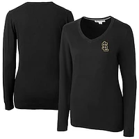 Women's Cutter & Buck  Black Salt Lake Bees Lakemont Tri-Blend V-Neck Pullover Sweater