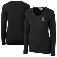 Women's Cutter & Buck  Black Salt Lake Bees Lakemont Tri-Blend V-Neck Pullover Sweater