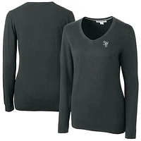 Women's Cutter & Buck  Heather Charcoal Scranton Wilkes-Barre RailRiders Lakemont Tri-Blend V-Neck Pullover Sweater
