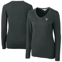 Women's Cutter & Buck  Heather Charcoal Scranton Wilkes-Barre RailRiders Lakemont Tri-Blend V-Neck Pullover Sweater