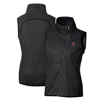 Women's Cutter & Buck  Heather Charcoal Jacksonville Jumbo Shrimp Mainsail Sweater Knit Asymmetrical Full-Zip Vest