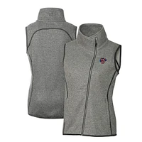 Women's Cutter & Buck  Heather Gray Jacksonville Jumbo Shrimp Mainsail Sweater Knit Asymmetrical Full-Zip Vest
