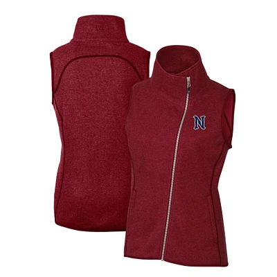 Women's Cutter & Buck  Heather Red Nashville Sounds Mainsail Sweater Knit Asymmetrical Full-Zip Vest