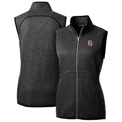 Women's Cutter & Buck  Heather Charcoal Birmingham Barons Mainsail Sweater Knit Full-Zip Vest