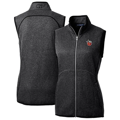 Women's Cutter & Buck  Heather Charcoal Fort Wayne TinCaps Mainsail Sweater Knit Full-Zip Vest