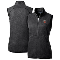 Women's Cutter & Buck  Heather Charcoal Fort Wayne TinCaps Mainsail Sweater Knit Full-Zip Vest
