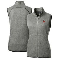 Women's Cutter & Buck  Heather Gray Fort Wayne TinCaps Mainsail Sweater Knit Full-Zip Vest
