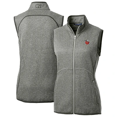 Women's Cutter & Buck  Heather Gray Fort Wayne TinCaps Mainsail Sweater Knit Full-Zip Vest