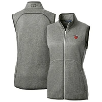 Women's Cutter & Buck  Heather Gray Fort Wayne TinCaps Mainsail Sweater Knit Full-Zip Vest