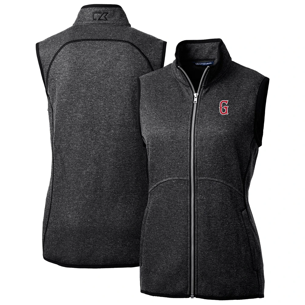 Women's Cutter & Buck Heather Charcoal Greenville Drive Mainsail Sweater Knit Full-Zip Vest