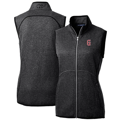 Women's Cutter & Buck  Heather Charcoal Greenville Drive Mainsail Sweater Knit Full-Zip Vest