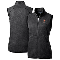 Women's Cutter & Buck  Heather Charcoal Fresno Grizzlies Mainsail Sweater Knit Full-Zip Vest