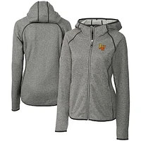 Women's Cutter & Buck  Heather Gray Las Vegas Aviators Mainsail Sweater Knit Raglan Full-Zip Hoodie