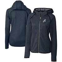 Women's Cutter & Buck  Heather Navy Reno Aces Mainsail Sweater Knit Raglan Full-Zip Hoodie
