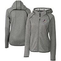 Women's Cutter & Buck  Heather Gray Springfield Cardinals Mainsail Sweater Knit Raglan Full-Zip Hoodie