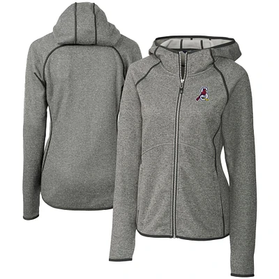 Women's Cutter & Buck  Heather Gray Springfield Cardinals Mainsail Sweater Knit Raglan Full-Zip Hoodie
