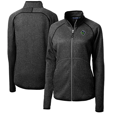 Women's Cutter & Buck  Heather Charcoal Hillsboro Hops Mainsail Sweater-Knit Full-Zip Jacket