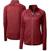 Women's Cutter & Buck  Heather Red Lansing Lugnuts Mainsail Sweater-Knit Full-Zip Jacket