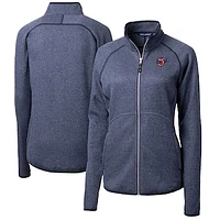 Women's Cutter & Buck  Heather Navy Jacksonville Jumbo Shrimp Mainsail Sweater-Knit Full-Zip Jacket