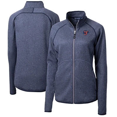 Women's Cutter & Buck  Heather Navy Jacksonville Jumbo Shrimp Mainsail Sweater-Knit Full-Zip Jacket