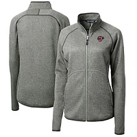 Women's Cutter & Buck  Heather Gray Jacksonville Jumbo Shrimp Mainsail Sweater-Knit Full-Zip Jacket