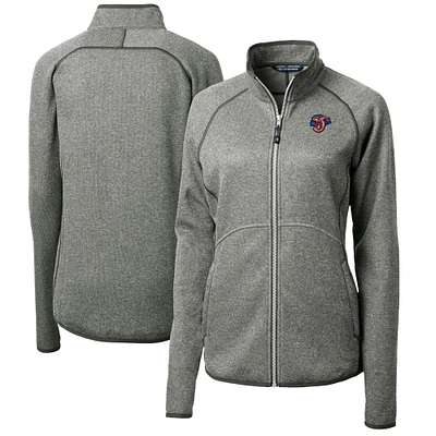 Women's Cutter & Buck  Heather Gray Jacksonville Jumbo Shrimp Mainsail Sweater-Knit Full-Zip Jacket