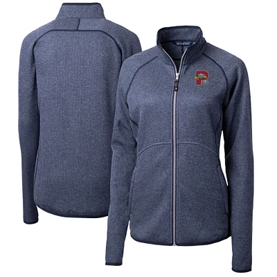 Women's Cutter & Buck  Heather Navy Portland Sea Dogs Mainsail Sweater-Knit Full-Zip Jacket
