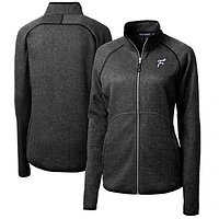 Women's Cutter & Buck  Heather Charcoal Reading Fightin Phils Mainsail Sweater-Knit Full-Zip Jacket