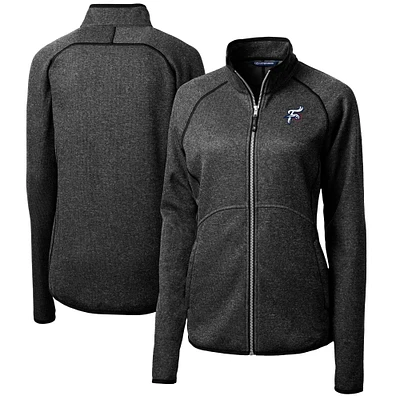 Women's Cutter & Buck  Heather Charcoal Reading Fightin Phils Mainsail Sweater-Knit Full-Zip Jacket