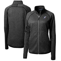 Women's Cutter & Buck  Heather Charcoal Reading Fightin Phils Mainsail Sweater-Knit Full-Zip Jacket