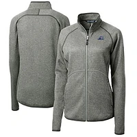 Women's Cutter & Buck  Heather Gray West Michigan Whitecaps Mainsail Sweater-Knit Full-Zip Jacket