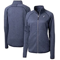 Women's Cutter & Buck  Heather Navy Reading Fightin Phils Mainsail Sweater-Knit Full-Zip Jacket