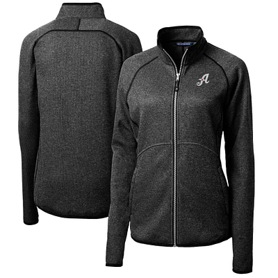 Women's Cutter & Buck  Heather Charcoal Reno Aces Mainsail Sweater-Knit Full-Zip Jacket