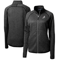 Women's Cutter & Buck  Heather Charcoal Reno Aces Mainsail Sweater-Knit Full-Zip Jacket